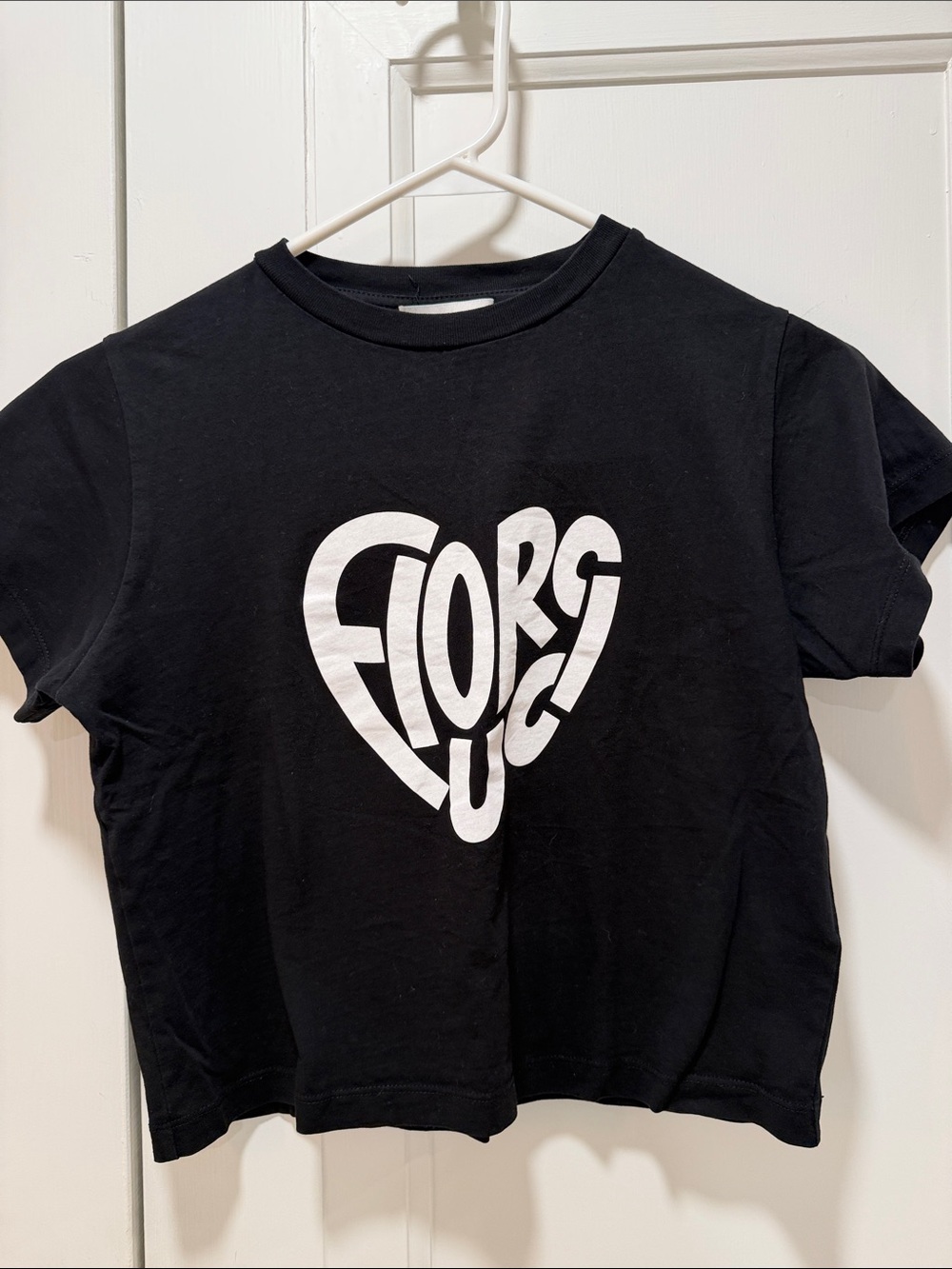 Fiorucci Crop Graphic Tee with White Heart Logo